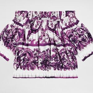 Dolce & Gabbana Purple and White Poplin Top